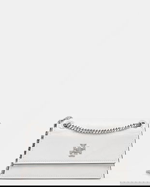 Tory Burch poșetă de piele Kira Turnlock culoarea alb, 176642-100