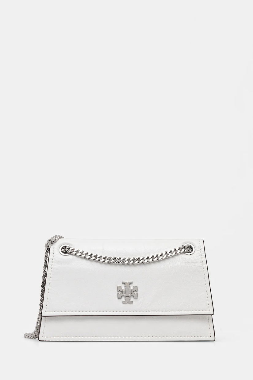 Tory Burch poșetă de piele Kira Turnlock culoarea alb, 176642-100