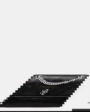 Tory Burch poșetă de piele Kira Turnlock culoarea negru, 167058-001