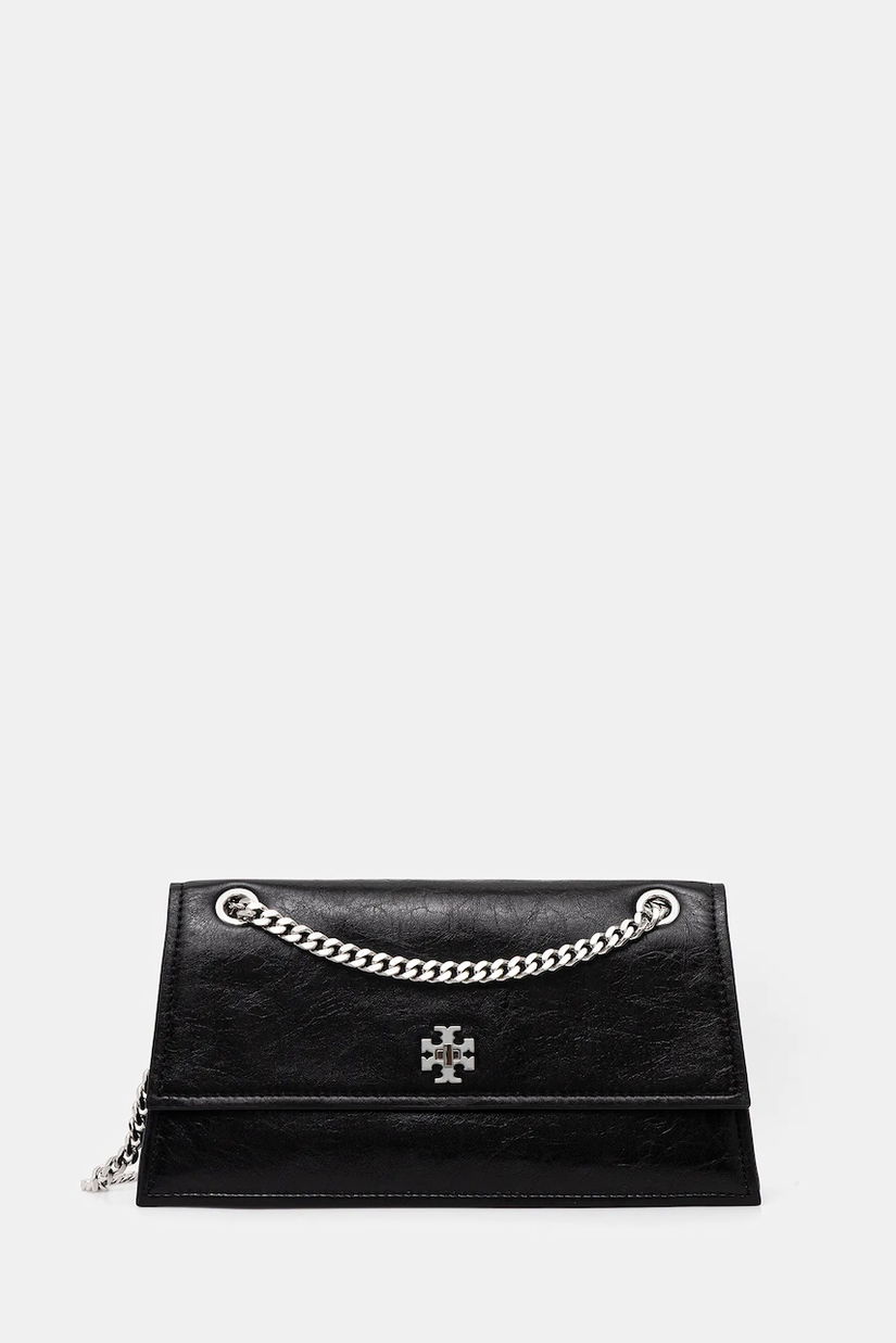 Tory Burch poșetă de piele Kira Turnlock culoarea negru, 167058-001