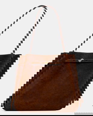 Tory Burch geantă de mână din piele întoarsă Romy Suede culoarea maro, 179987-200