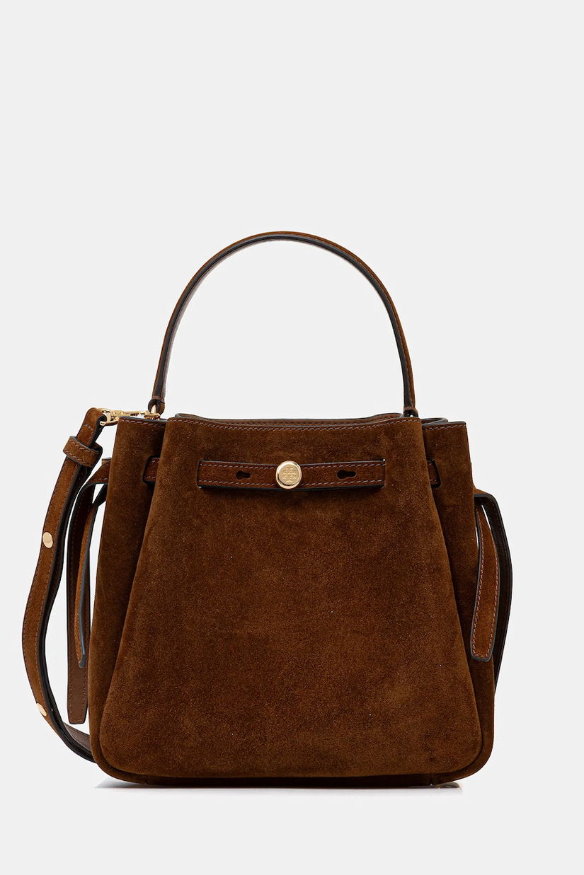 Tory Burch geantă de mână din piele întoarsă Romy Suede culoarea maro, 174221-200