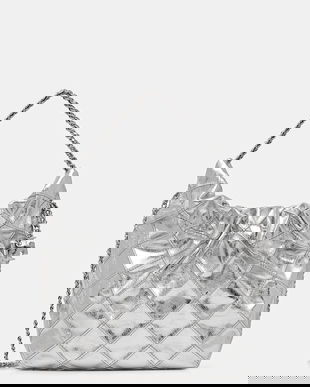 Tory Burch poșetă de piele Fleming culoarea argintiu, 176040-040