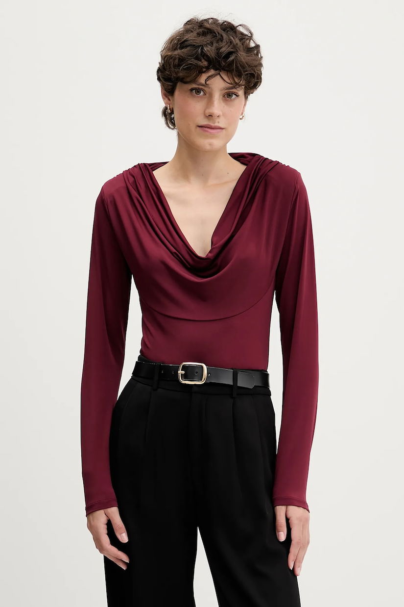 Pedro del Hierro bluză culoarea bordo, uni, 8622505