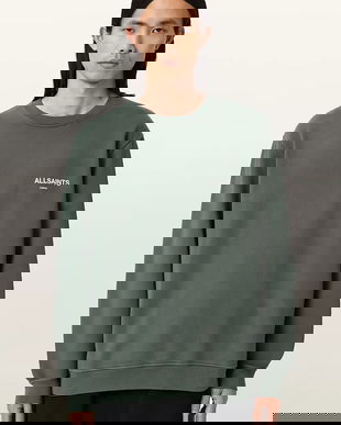 AllSaints hanorac de bumbac culoarea verde, cu imprimeu, M021ND