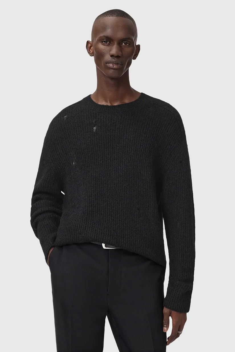 AllSaints pulover din amestec de lână culoarea negru, M028KD