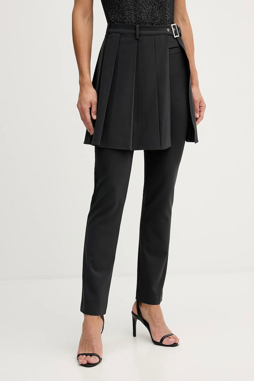 Sisley pantaloni culoarea gri, drept, high waist, 483QLF07Y