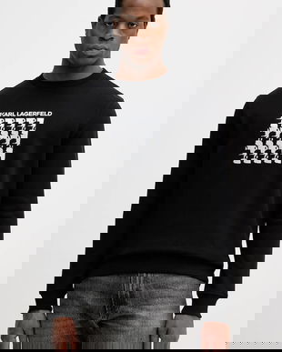 Karl Lagerfeld hanorac de bumbac culoarea negru, cu imprimeu, 554917.705402