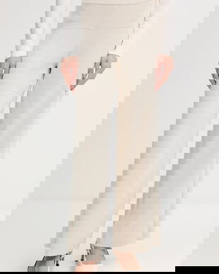 Joseph Ribkoff pantaloni de mătase culoarea bej, lat, high waist, 261982