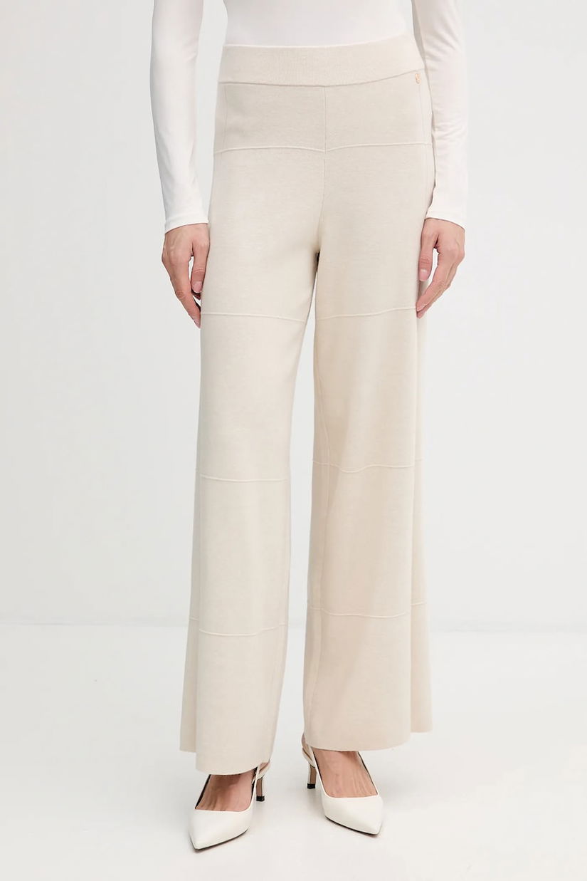 Joseph Ribkoff pantaloni de mătase culoarea bej, lat, high waist, 261982