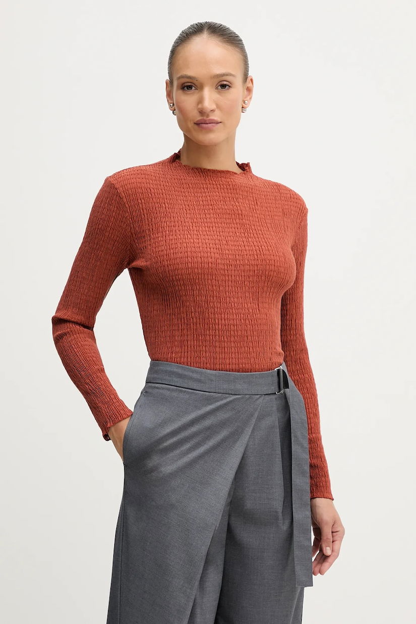 Pedro del Hierro bluză culoarea maro, uni, 8622511