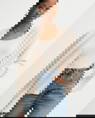 Blugirl Blumarine cardigan și top culoarea bej, light, RF5235.MA39R