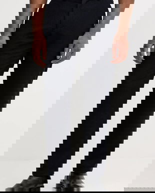 Barbour pantaloni cu lână culoarea bleumarin, drept, MTR0778