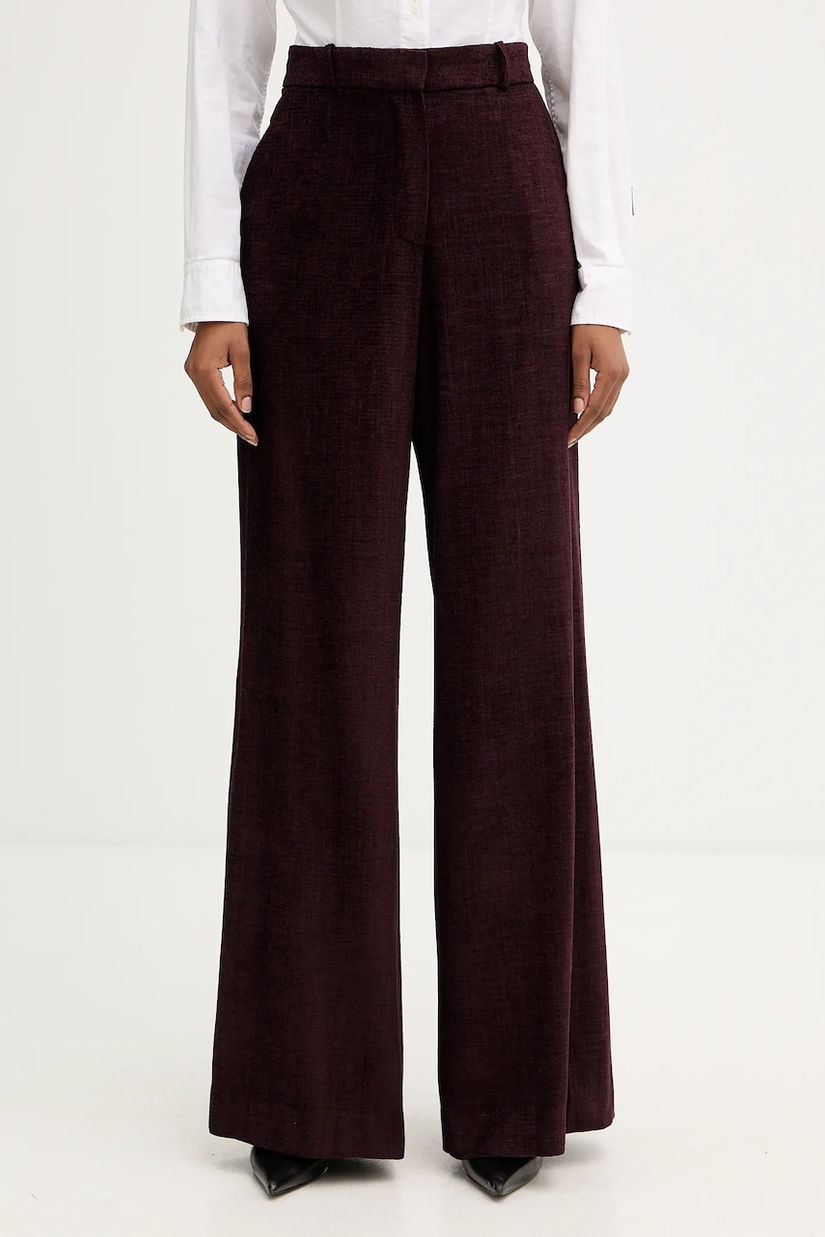 Haveone pantaloni culoarea bordo, lat, high waist, PCB-P033