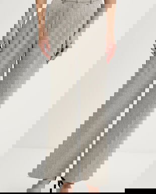 Pedro del Hierro pantaloni culoarea bej, lat, high waist, 7602530