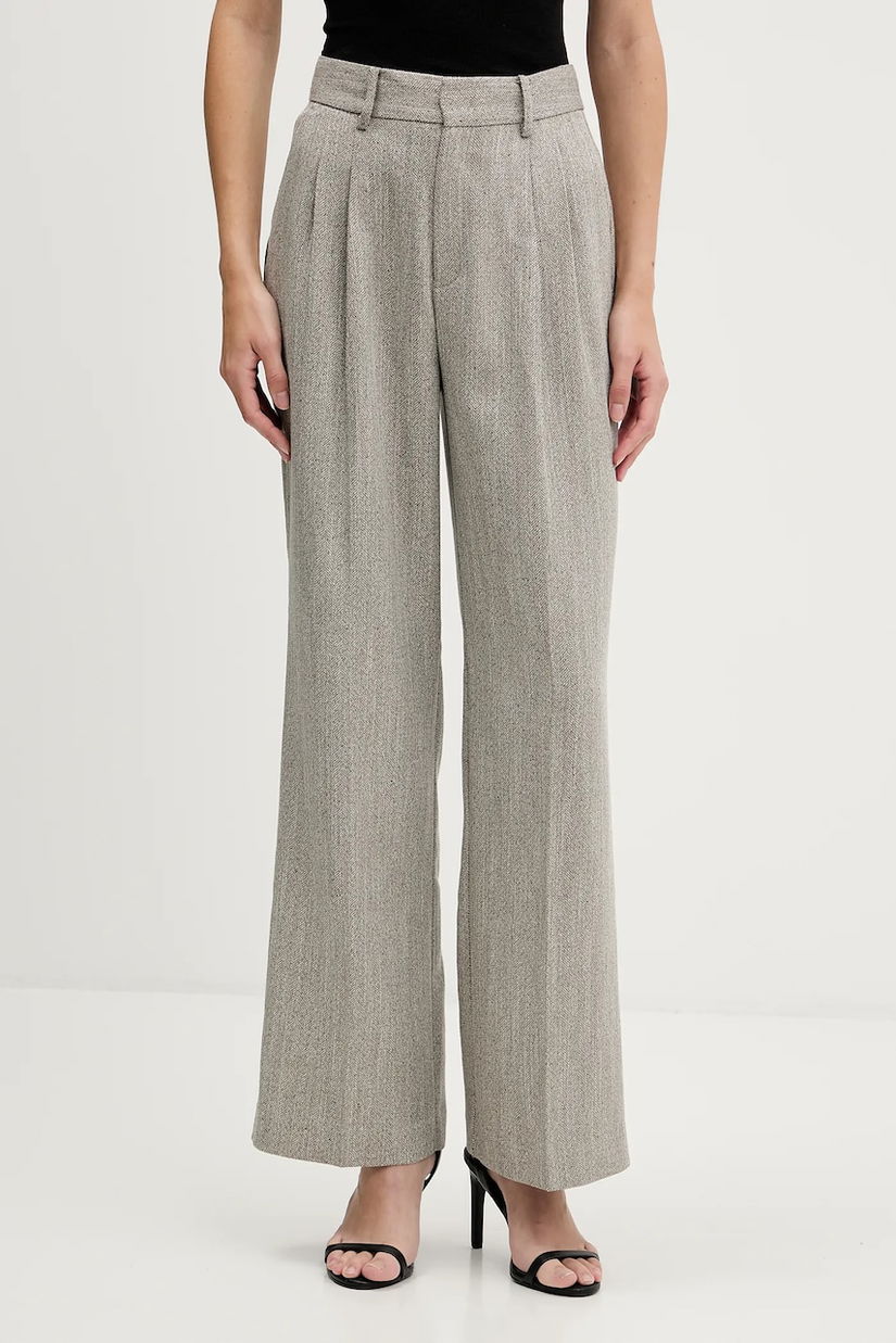 Pedro del Hierro pantaloni culoarea bej, lat, high waist, 7602530
