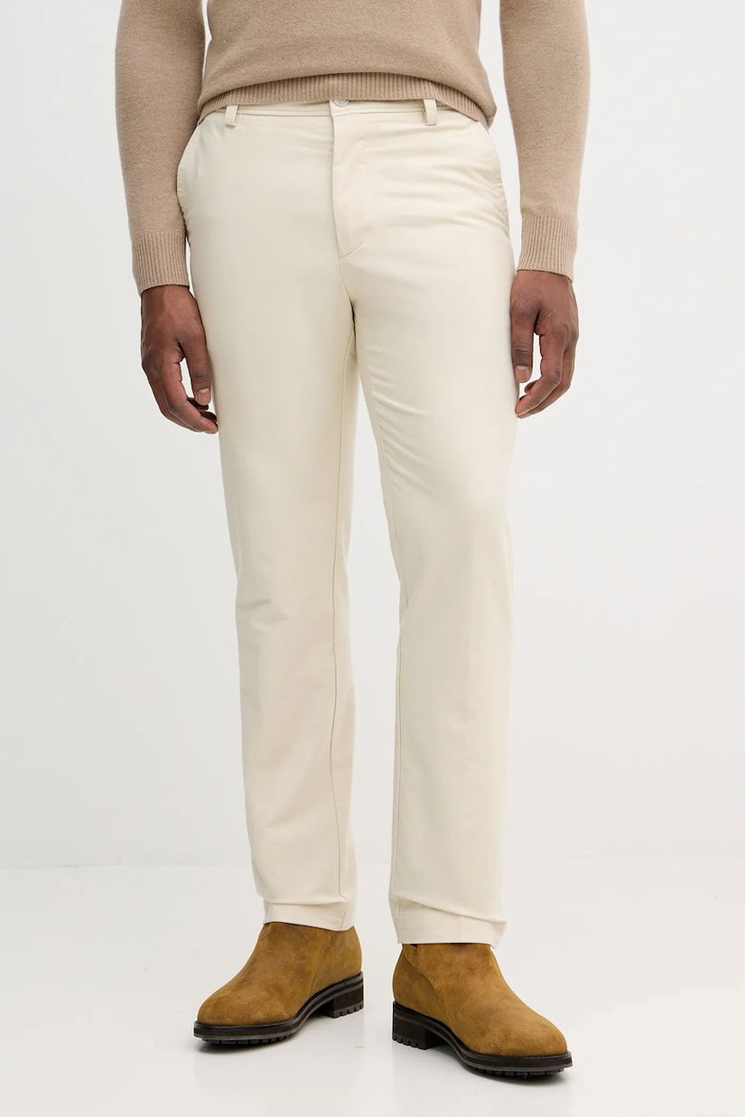 BOSS pantaloni culoarea bej, drept, 50551426