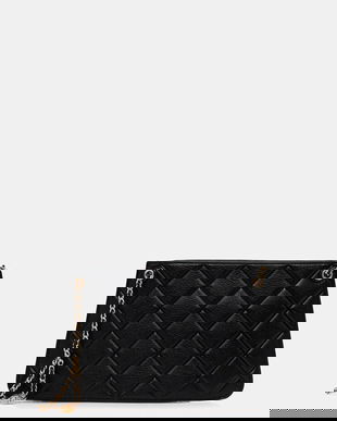 Tory Burch poșetă de piele Fleming culoarea negru, 176623-001