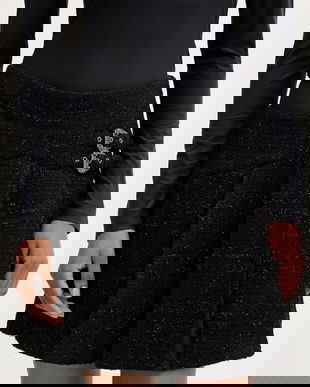 Versace Jeans Couture fustă mini culoarea negru, mini, drept, 79HAE801 N0539