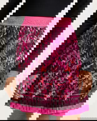 Versace Jeans Couture fustă culoarea bordo, mini, drept, 79HAE8P0 NS723