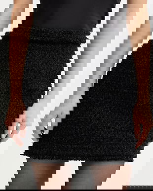 BOSS fustă din amestec de lână culoarea negru, mini, evazați, 50548094