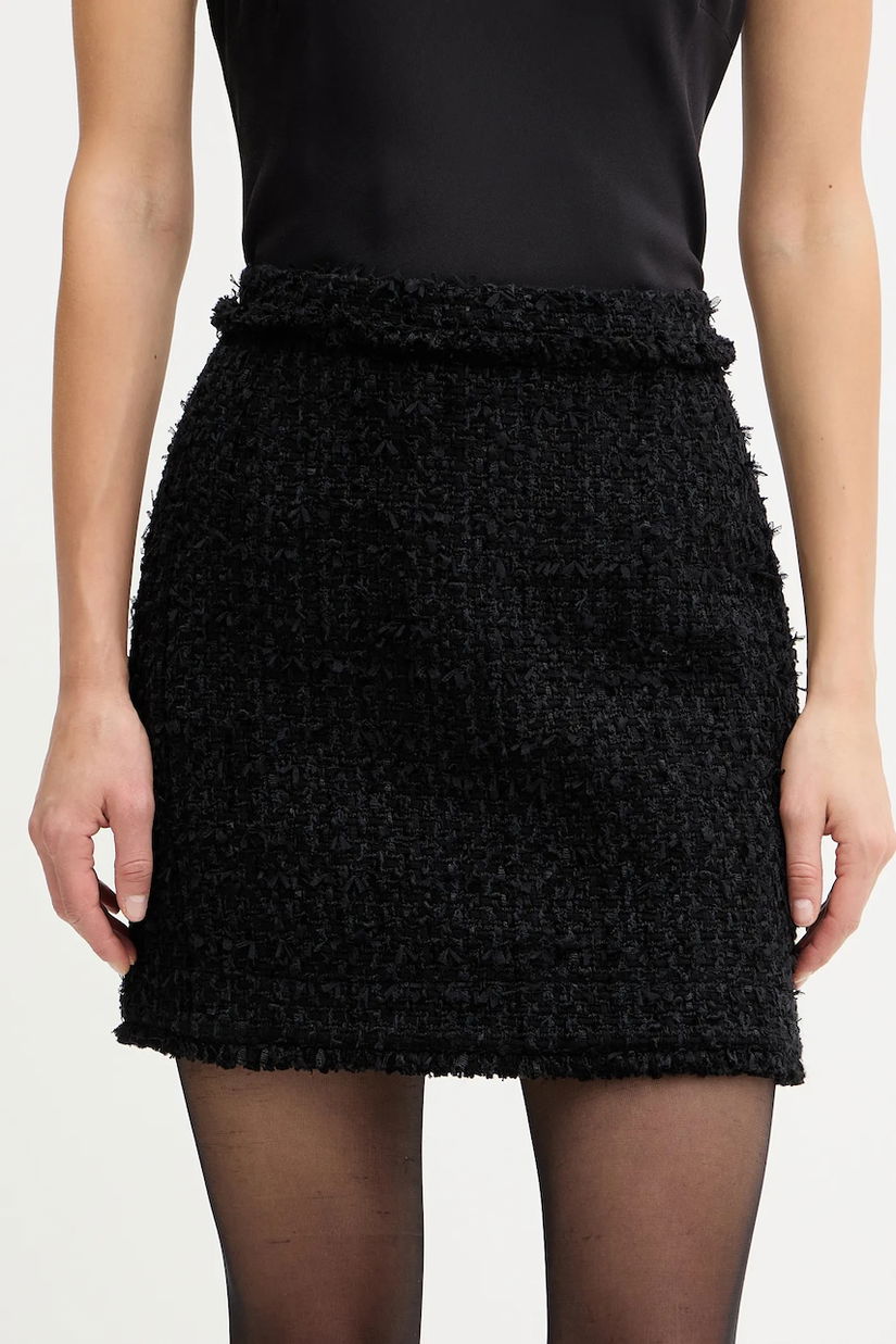 BOSS fustă din amestec de lână culoarea negru, mini, evazați, 50548094