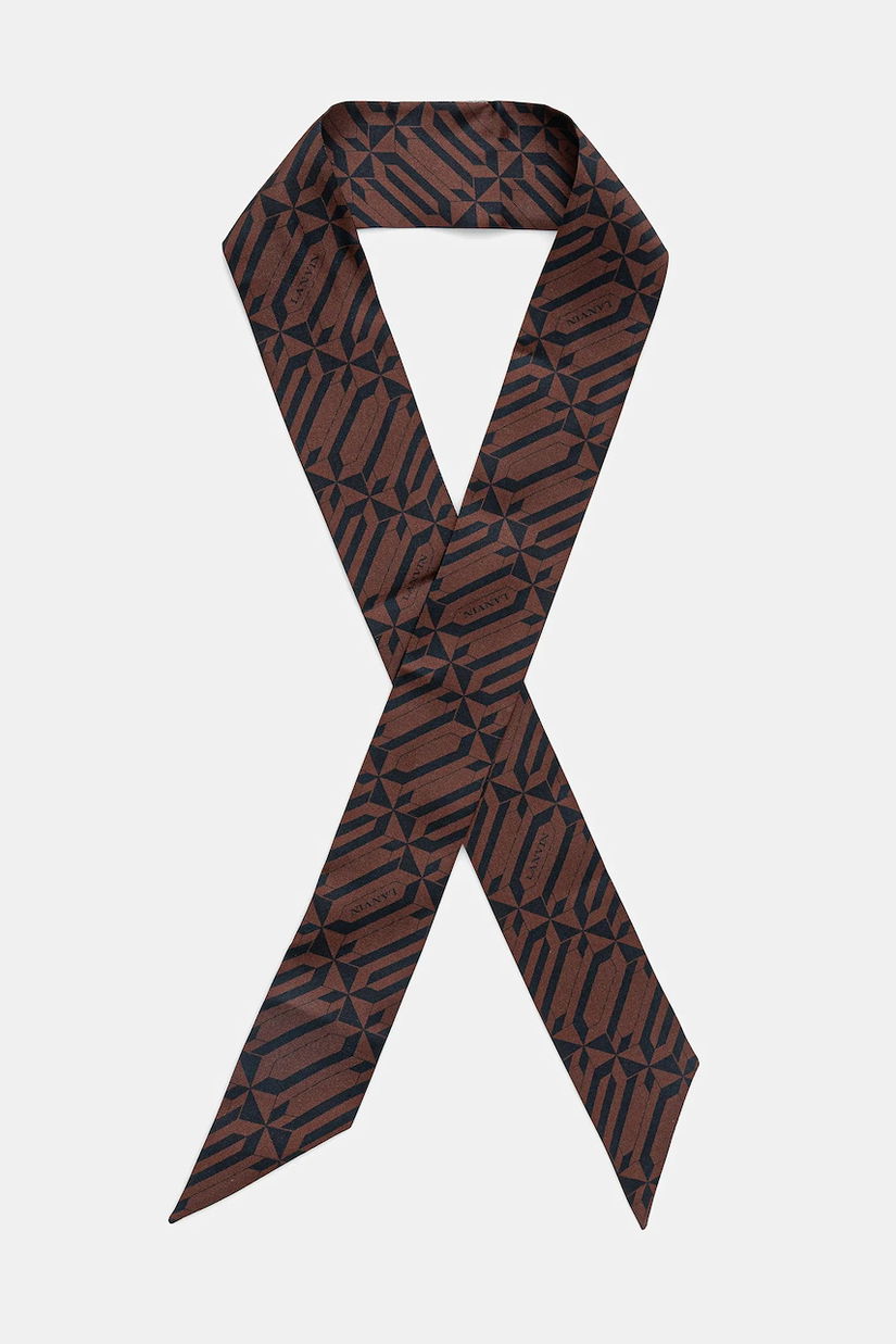 Lanvin eșarfă de mătase culoarea maro, cu imprimeu, 710004328