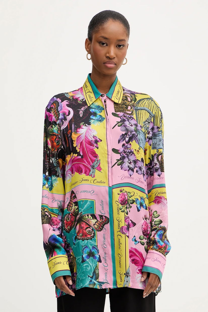 Versace Jeans Couture cămașă culoarea roz, cu guler clasic, regular, 79HAL2P4 NS705