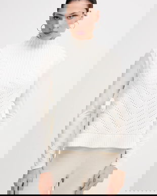 Pedro del Hierro vestă din amestec de lână culoarea alb, călduros, cu turtleneck, 5502017