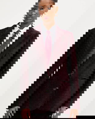 Haveone sacou culoarea bordo, un singur rând de nasturi, uni, JCB-P002