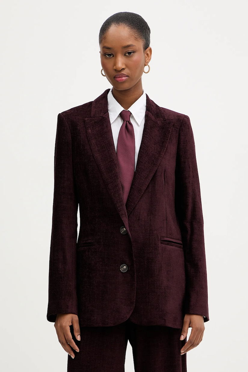 Haveone sacou culoarea bordo, un singur rând de nasturi, uni, JCB-P002