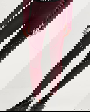 Under Armour leggins de antrenament ColdGear culoarea bordo, cu imprimeu, 6003997