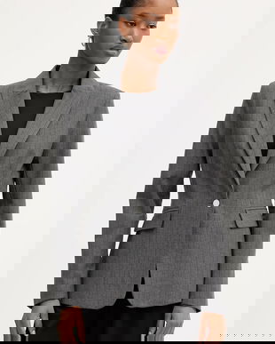 Morgan sacou culoarea gri, un singur rând de nasturi, cu imprimeu, VBOKY.F