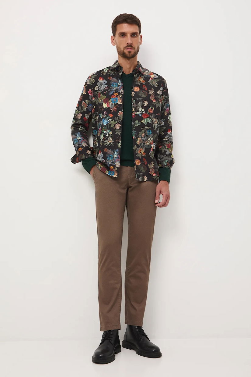 Medicine pantaloni culoarea maro, cu fason chinos