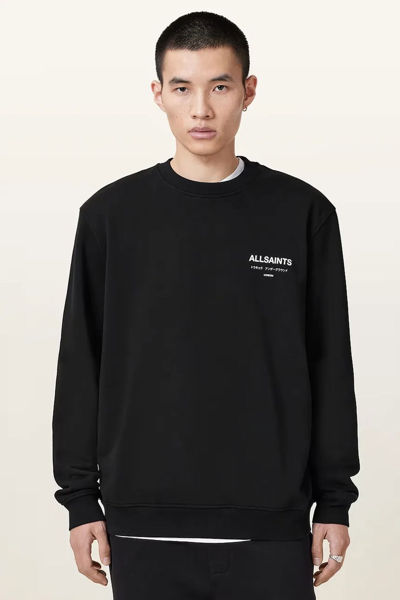 AllSaints hanorac de bumbac UNDERGROUND culoarea maro, cu imprimeu, M033NB
