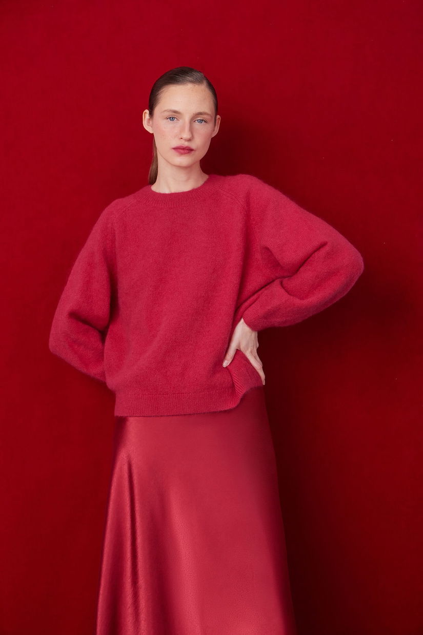 Medicine pulover culoarea rosu, călduros