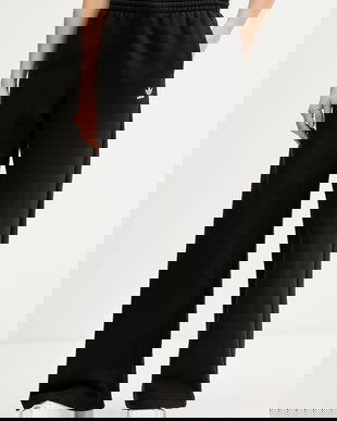 adidas Originals pantaloni de trening Essentials Wide Leg Fleece culoarea negru, uni, JX5251