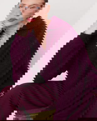 Medicine pulover dinlână de alpaca femei, culoarea vișiniu