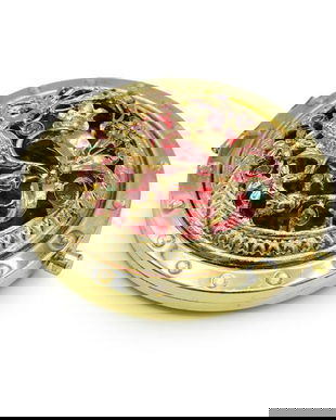 Oglinda de poseta, rotunda, pietre floare, aurie 19