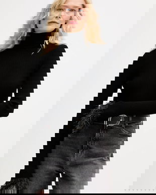 Aniye By pulover culoarea negru, light, cu guler, 181051