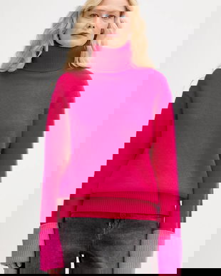 FROM FUTURE pulover de cașmir culoarea roz, light, cu guler, WPL02189