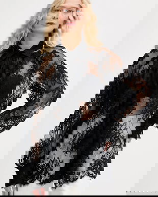 Aniye By cămașă culoarea negru, cu guler clasic, regular, 181473