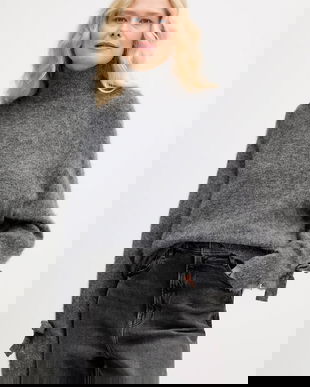 Aniye By pulover din amestec de lână culoarea gri, călduros, cu turtleneck, 181007