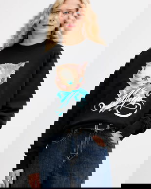 MSGM hanorac de bumbac culoarea negru, cu imprimeu, 3941MDM113SE.257749