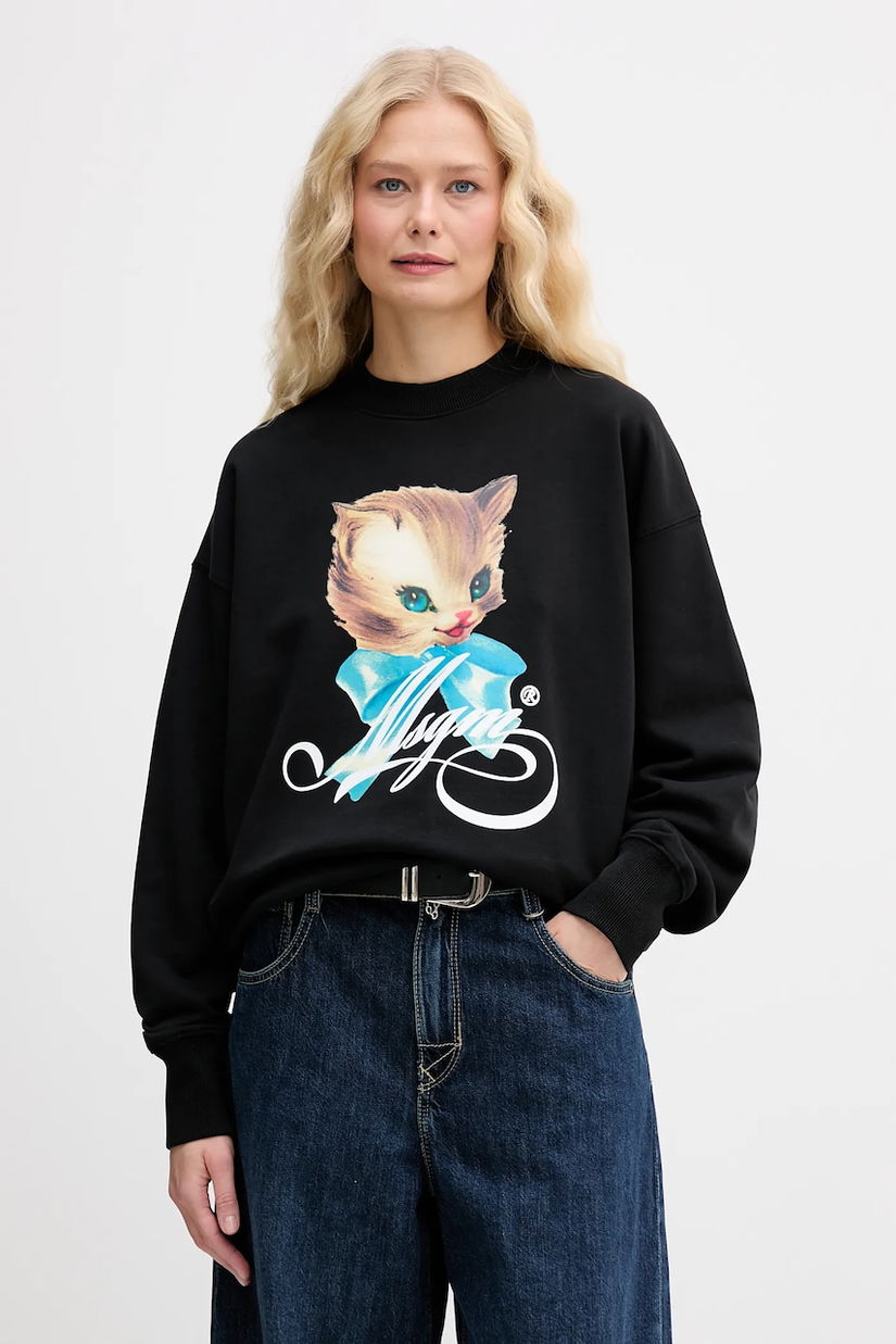 MSGM hanorac de bumbac culoarea negru, cu imprimeu, 3941MDM113SE.257749