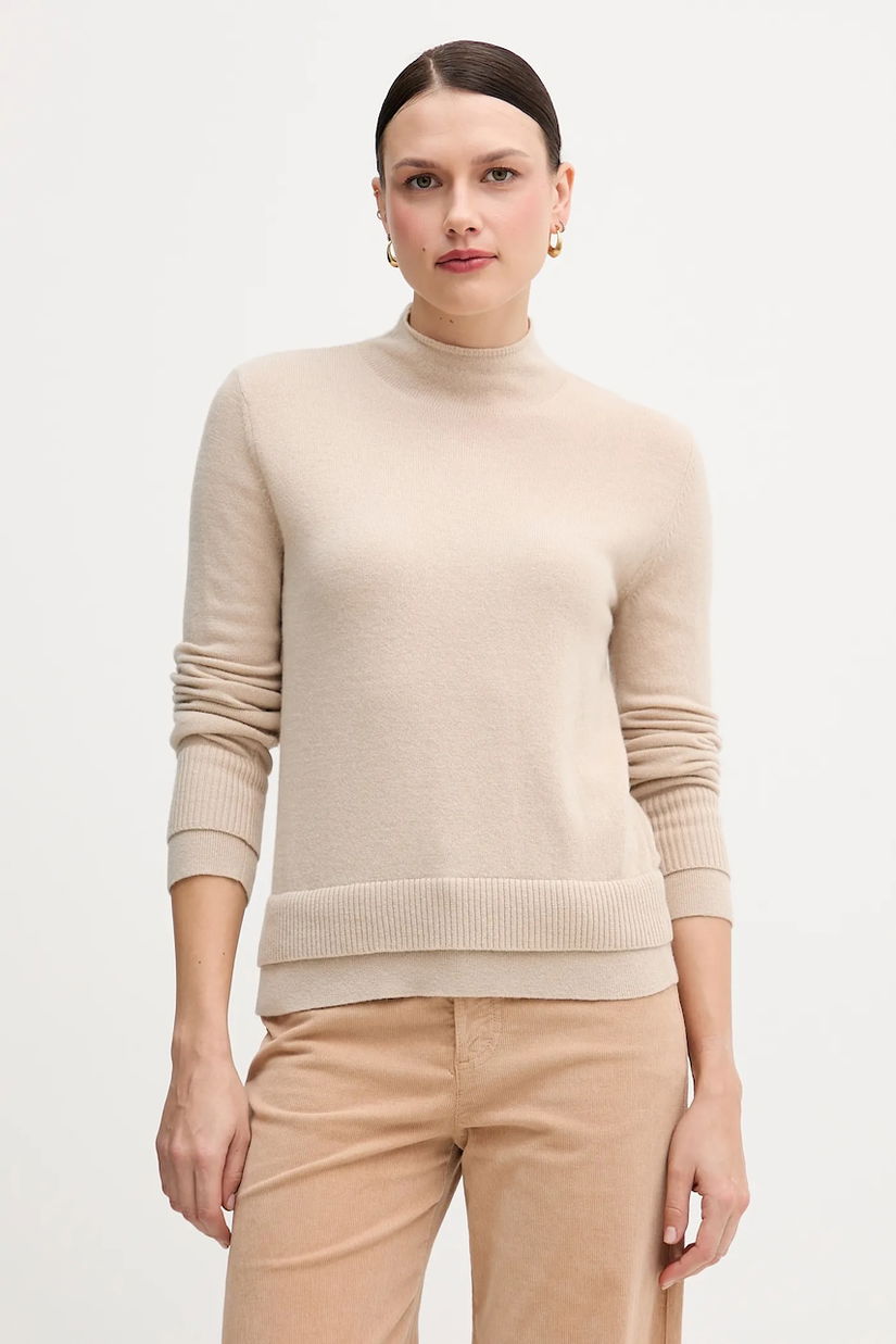 Sisley pulover din amestec de lână culoarea bej, light, cu turtleneck, 122WL202B
