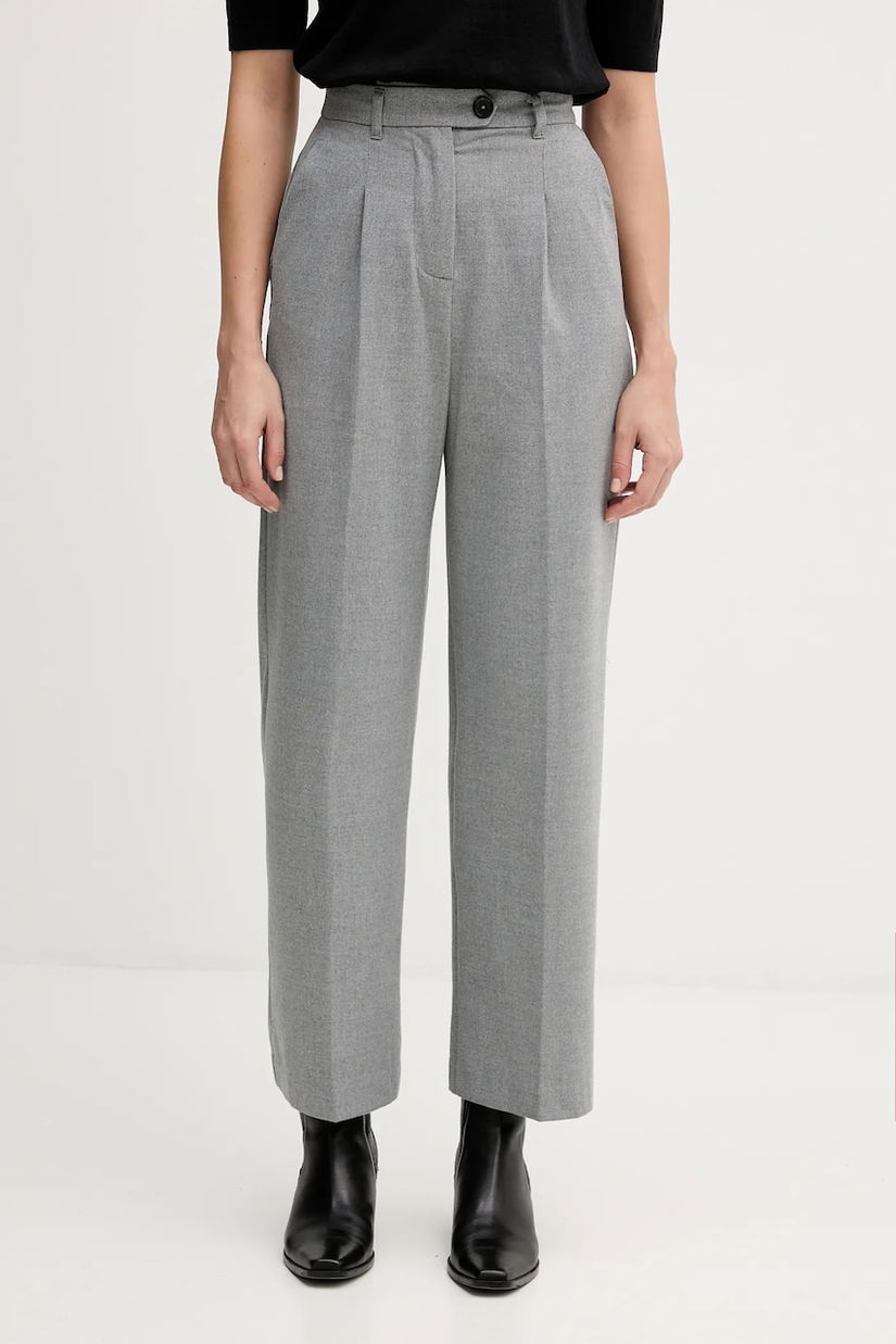 United Colors of Benetton pantaloni culoarea gri, lat, high waist, 4QIKDF0AC