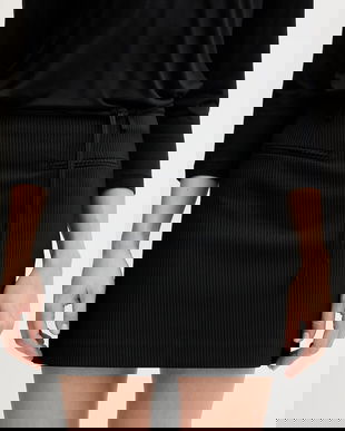 Sisley fustă culoarea negru, mini, drept, 45QHL002V