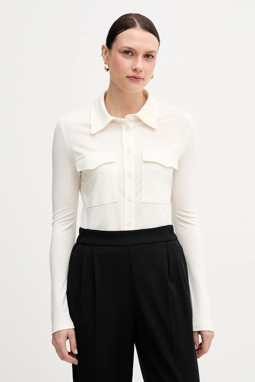 Sisley cămașă culoarea bej, cu guler clasic, regular, 54HXLQ09M