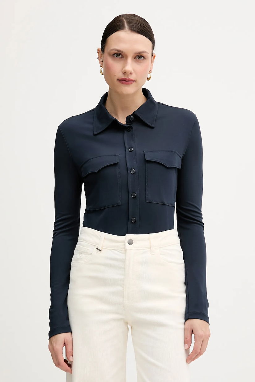 Sisley cămașă culoarea bleumarin, cu guler clasic, regular, 54HXLQ09M